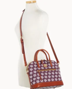 Dooney & Bourke Game Day Ready | Printed Fabric^Collegiate Texas Achr(38)M University Domed Zip Satchel