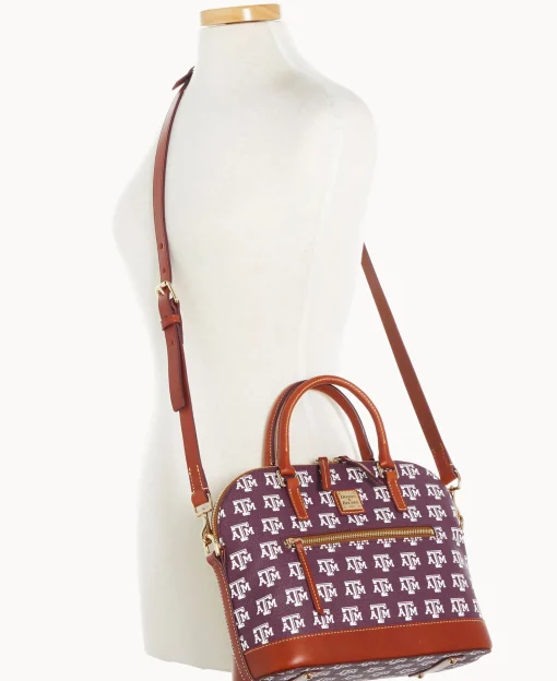 Dooney & Bourke Game Day Ready | Printed Fabric^Collegiate Texas Achr(38)M University Domed Zip Satchel