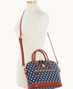 Dooney & Bourke Game Day Ready | Printed Fabric^MLB Domed Zip Satchel