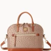 Dooney & Bourke Ready For the Getaway | Exotic Leather^Ostrich Domed Zip Satchel