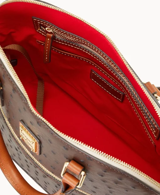 Dooney & Bourke Ready For the Getaway | Exotic Leather^Ostrich Domed Zip Satchel