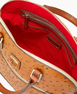 Dooney & Bourke Ready For the Getaway | Exotic Leather^Ostrich Domed Zip Satchel