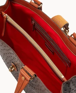 Dooney & Bourke Exotic Leather | Shoulder Bags^Ostrich Large Logo Lock Tote