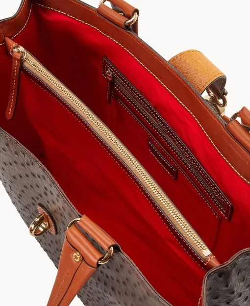 Dooney & Bourke Exotic Leather | Shoulder Bags^Ostrich Large Logo Lock Tote