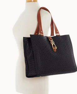 Dooney & Bourke Exotic Leather | Shoulder Bags^Ostrich Large Logo Lock Tote