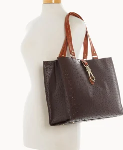 Dooney & Bourke Exotic Leather | Shoulder Bags^Ostrich Large Logo Lock Tote