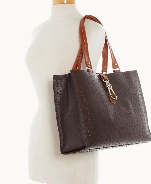 Dooney & Bourke Exotic Leather | Shoulder Bags^Ostrich Large Logo Lock Tote