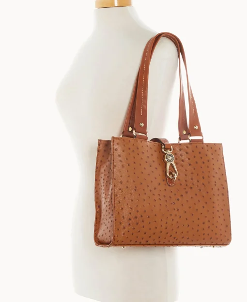 Dooney & Bourke Exotic Leather | Shoulder Bags^Ostrich Medium Logo Lock Tote