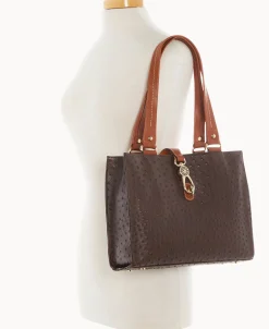 Dooney & Bourke Exotic Leather | Shoulder Bags^Ostrich Medium Logo Lock Tote