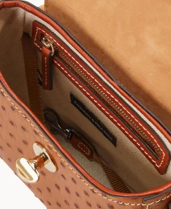Dooney & Bourke The Ostrich Turnlock Collection | Exotic Leather^Ostrich Turnlock Flap Saddle