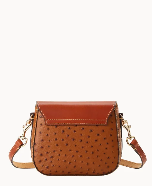 Dooney & Bourke The Ostrich Turnlock Collection | Exotic Leather^Ostrich Turnlock Flap Saddle