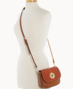 Dooney & Bourke The Ostrich Turnlock Collection | Exotic Leather^Ostrich Turnlock Flap Saddle